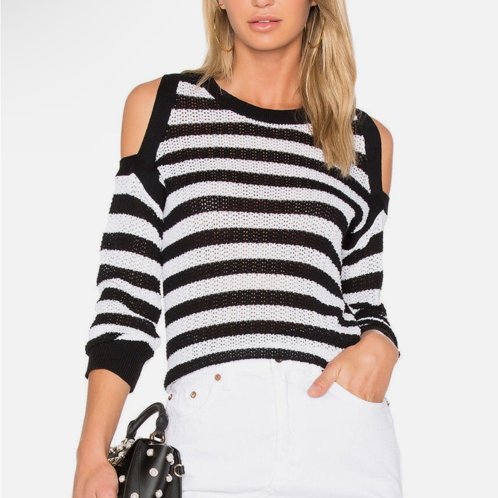 Rag & Bone Black and White Open Shoulder Sweater Size XXS